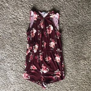 Burgundy Floral Romper